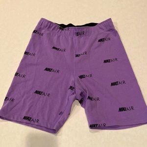Nike womens purple logo high waisted biker shorts